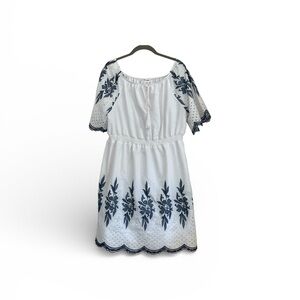 Anthropologie Kindred white/blue short dress 2X